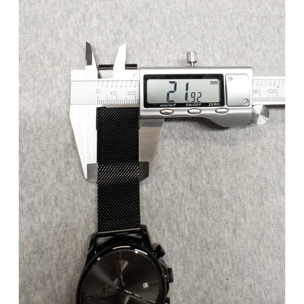 NIB Cheetah CH-1604 Mens Sport Black Mesh Stainless Steel Chronograph Watch 42mm
